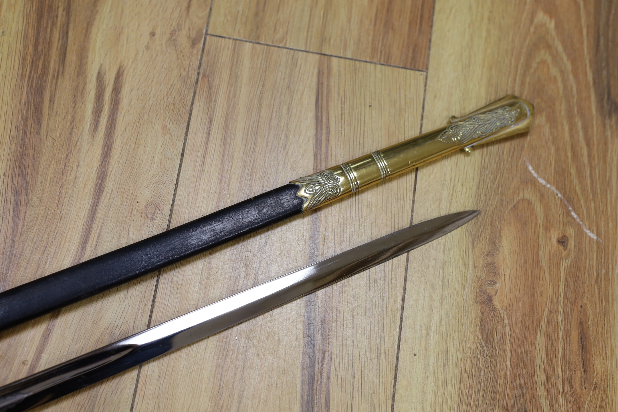 A QEII Naval officer's dress sword and scabbard